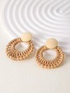 Handmade Woven Rattan Circle Earrings
