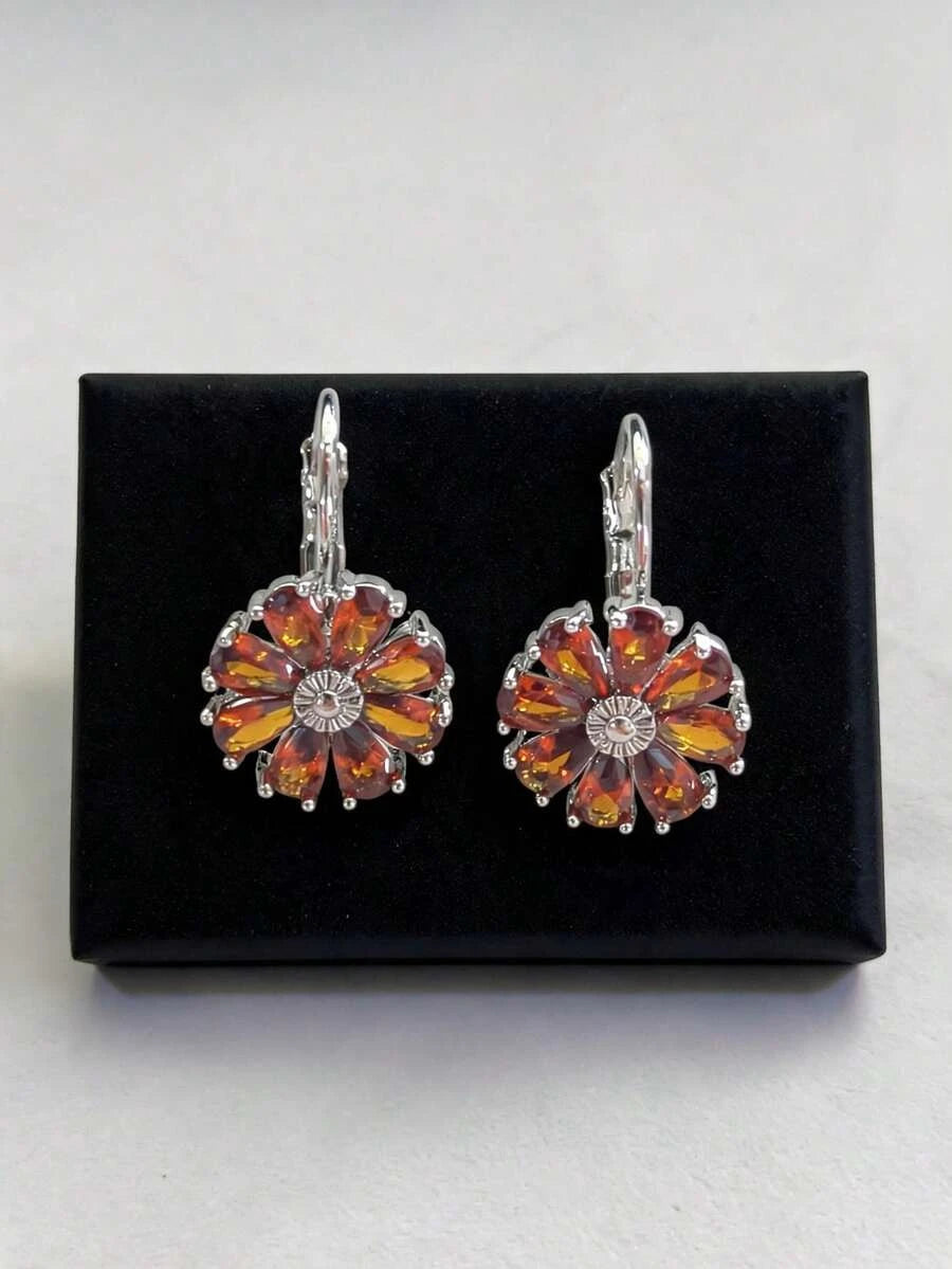 Vintage Floral Royal Blue Dangle Earrings