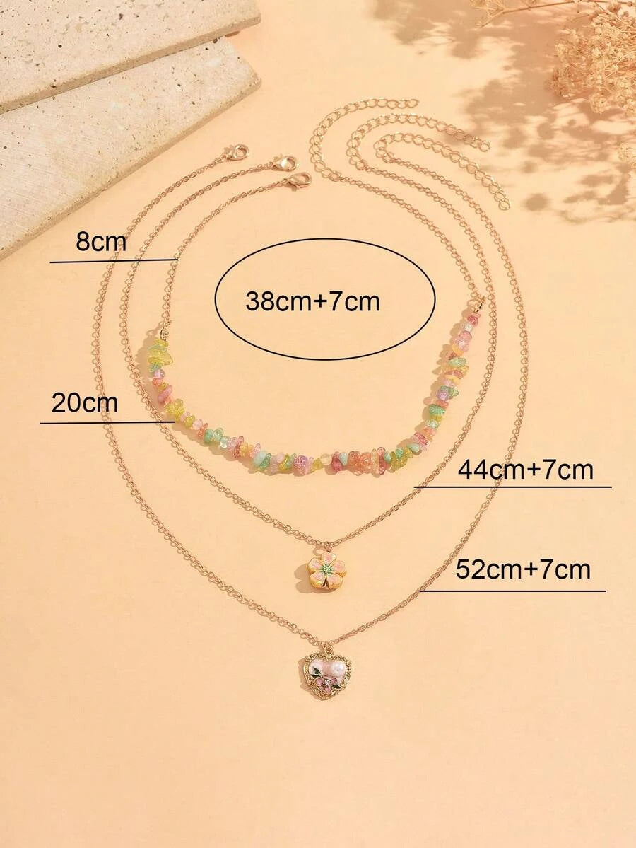 Layered Tiger Eye Beaded Necklace Set