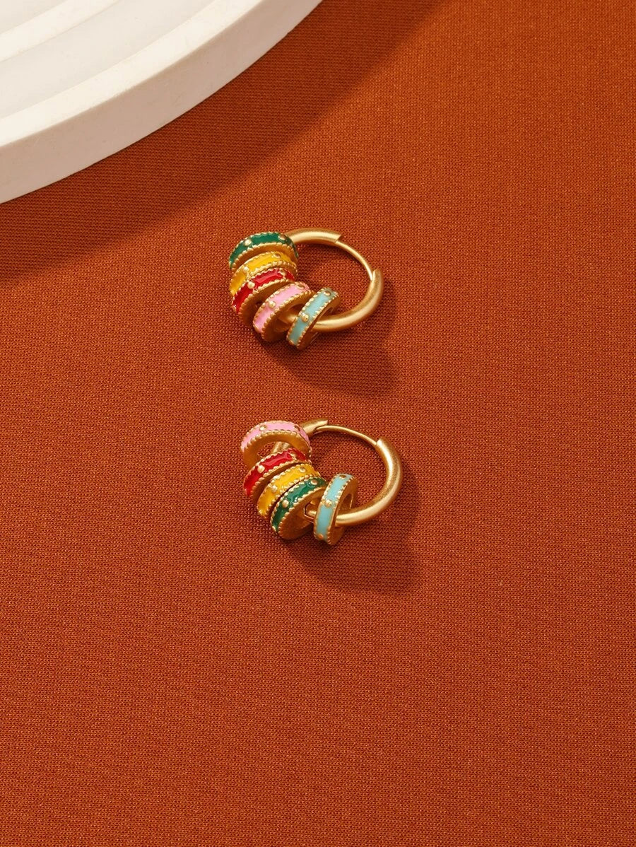 Colorful Enamel Clover Earring Studs
