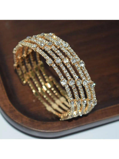 Rhinestone Wrapped Open Cuff Bracelet