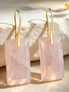 Natural Amethyst Square Pendant Earrings