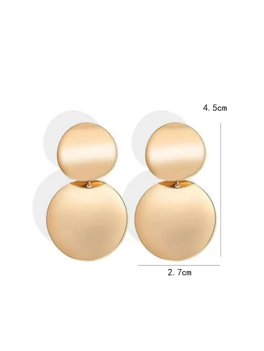 Retro Fashion Metal Round Disc Earrings
