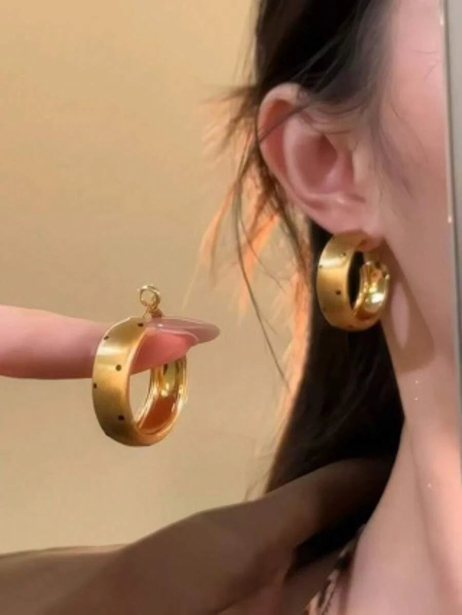 Round Metal Polka Dot Earrings