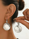 Hammered Gold Round Disc Drop Earrings