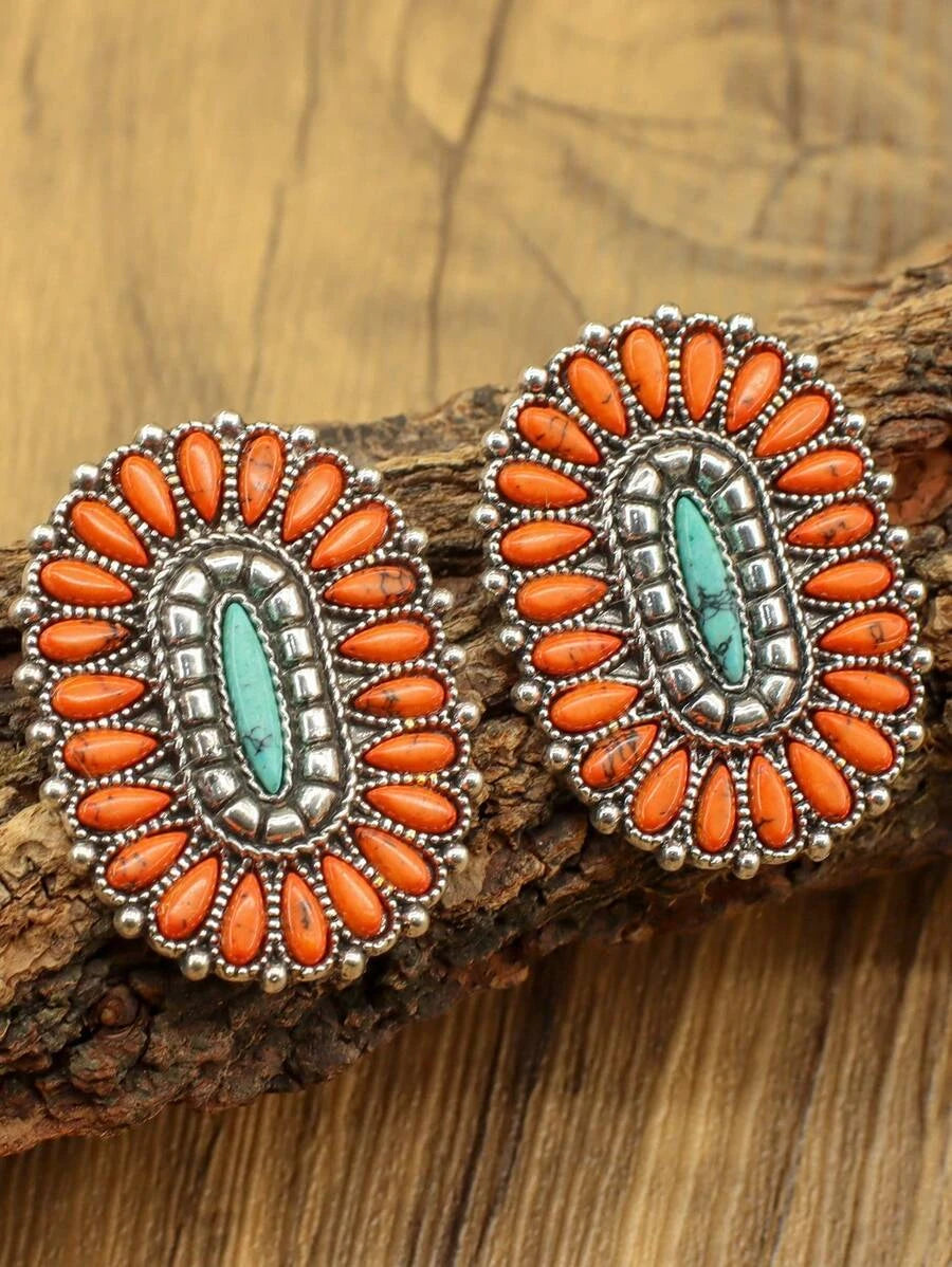 Western Style Turquoise Pendant Earrings