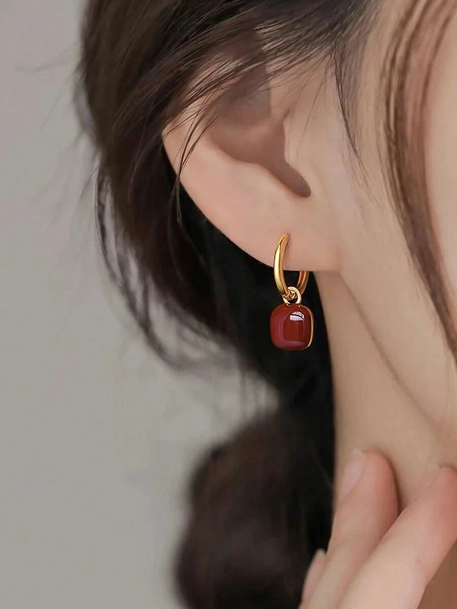 French Vintage Geometric Copper Earrings