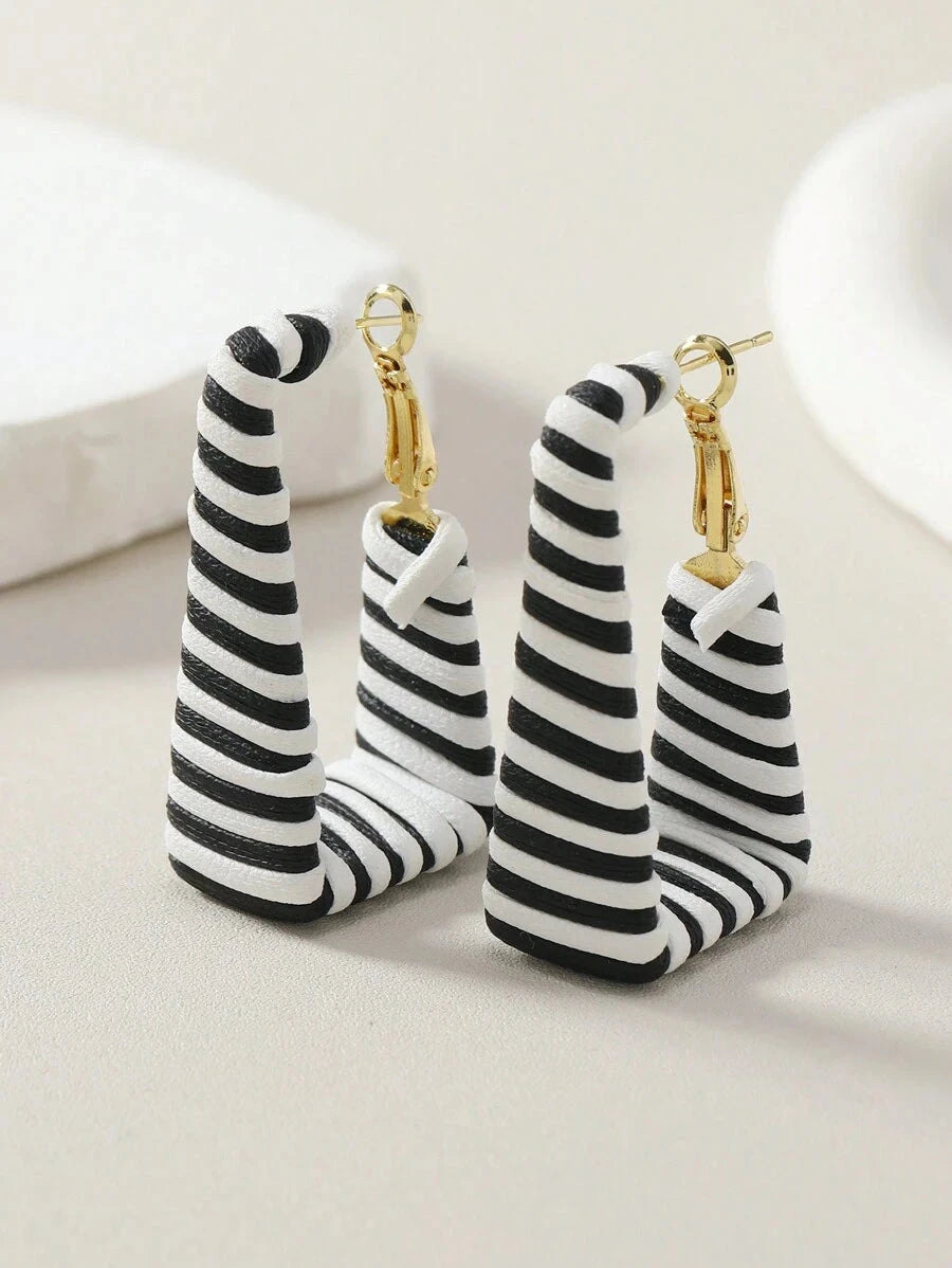 Bohemian Black Zebra Earring Studs