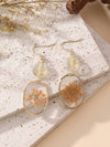 Dried Flower Resin Oval Earrings