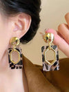 Vintage Geometric Leopard Resin Earrings