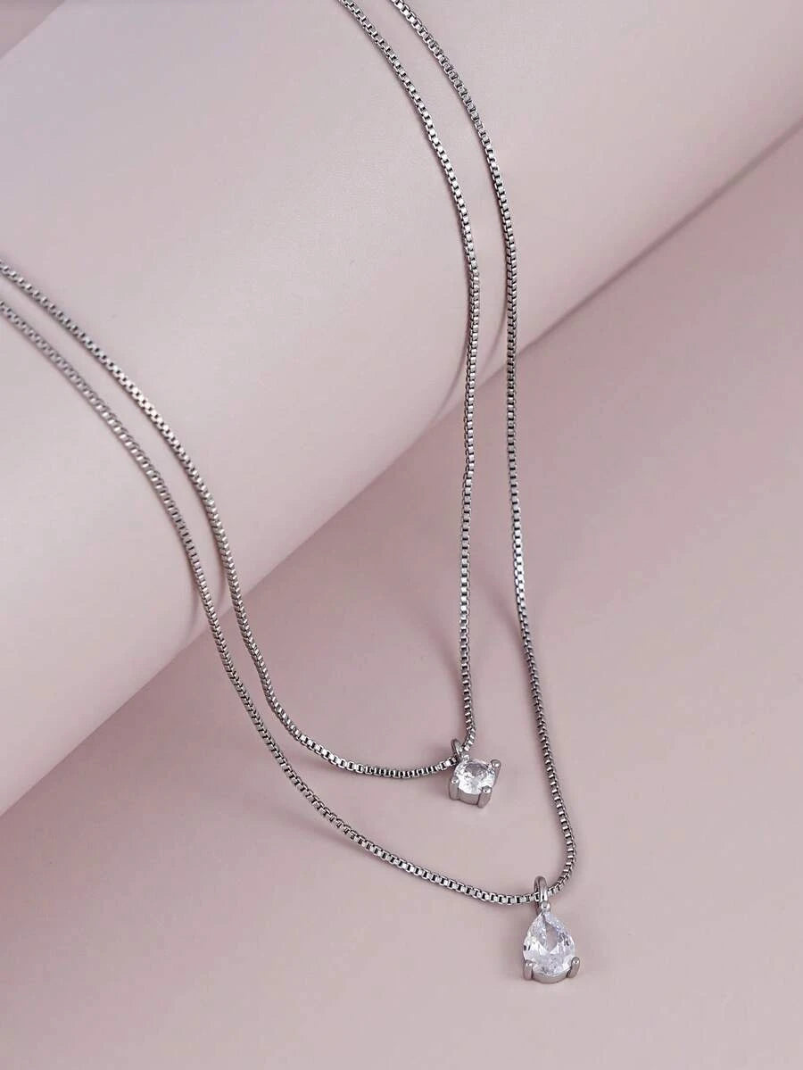 Minimalist Water Drop Double Layer Pendant Necklace