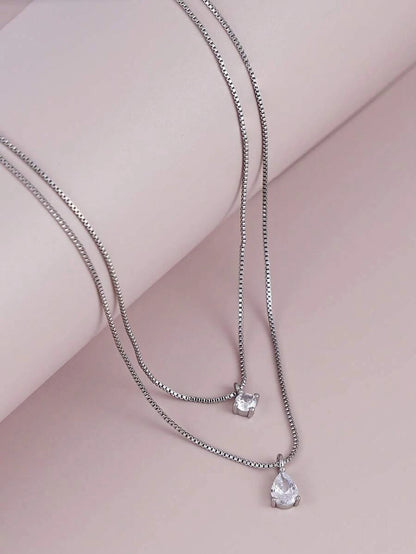 Minimalist Water Drop Double Layer Pendant Necklace