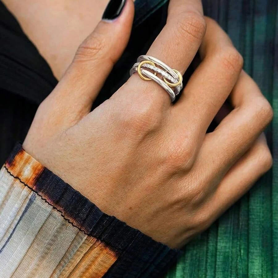 Two-Tone Stacked Zirconia Ring