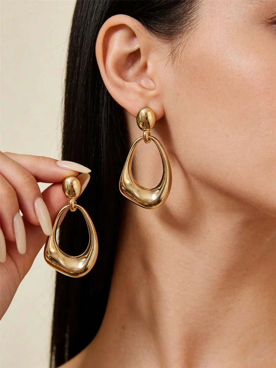 Chunky Gold Teardrop Dangle Earrings