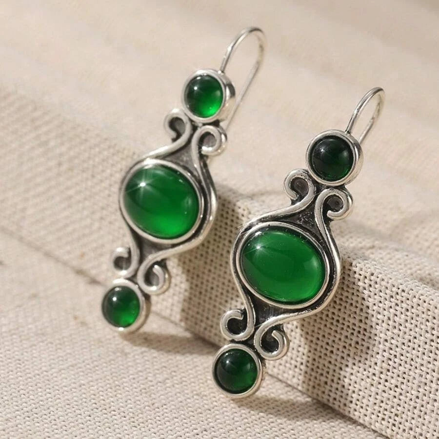 Floral Carved Bead Drop Earrings