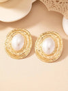 Geometric Textured Pearl Drop Earrings