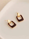 Retro Coffee Square Drop Earrings
