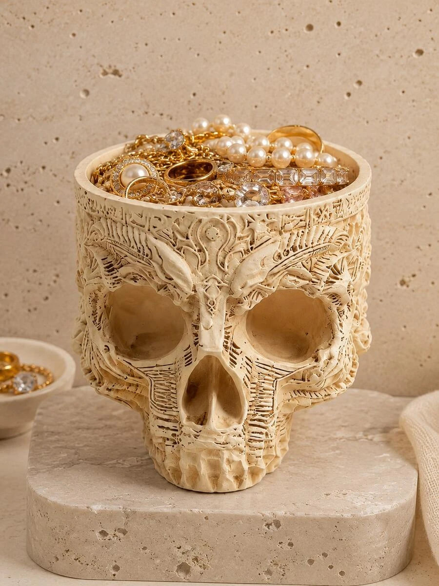 Gothic Resin Skull Jewelry Box