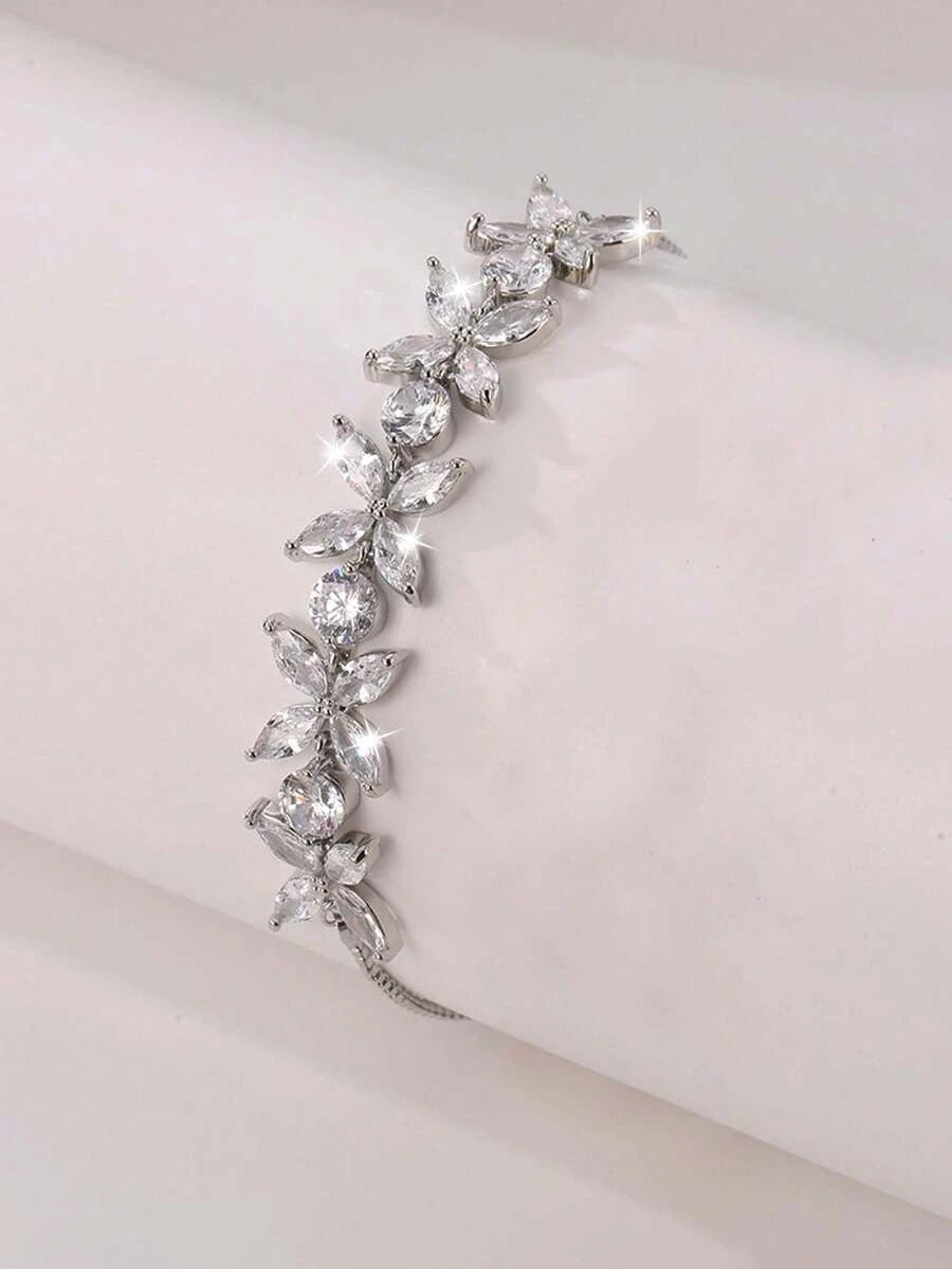 Gold Cubic Zirconia Chain Bracelet