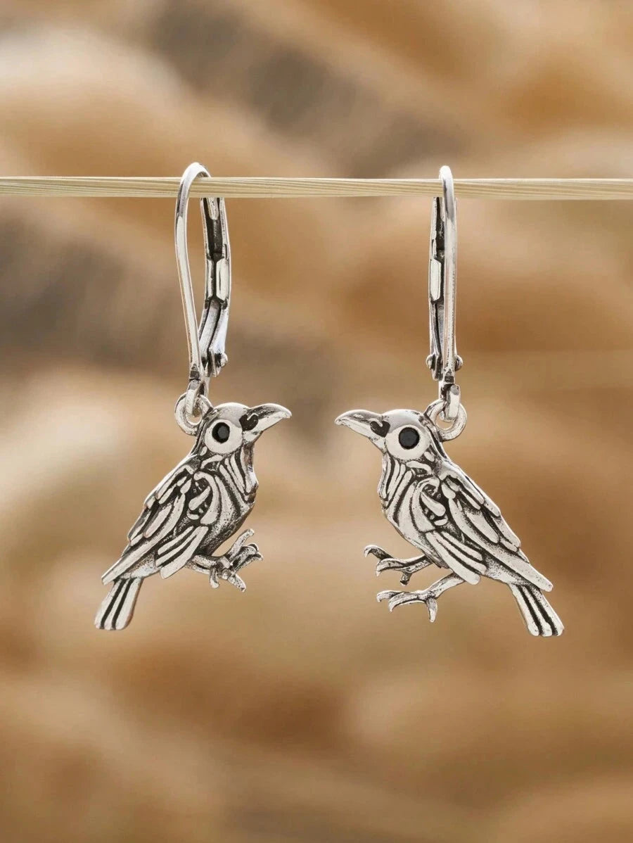 Retro Silvery Bird Earrings
