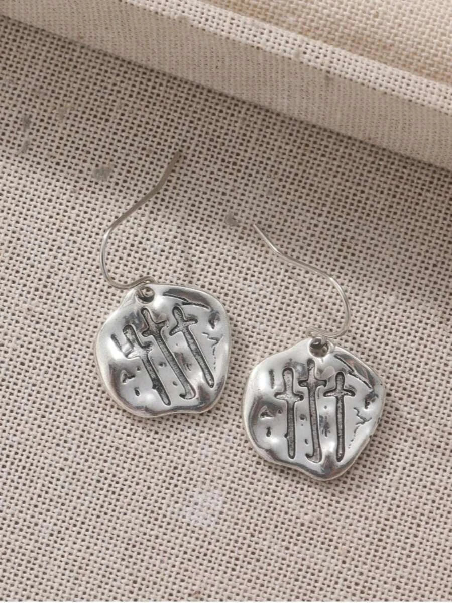 Vintage Silver Asymmetrical Drop Earrings