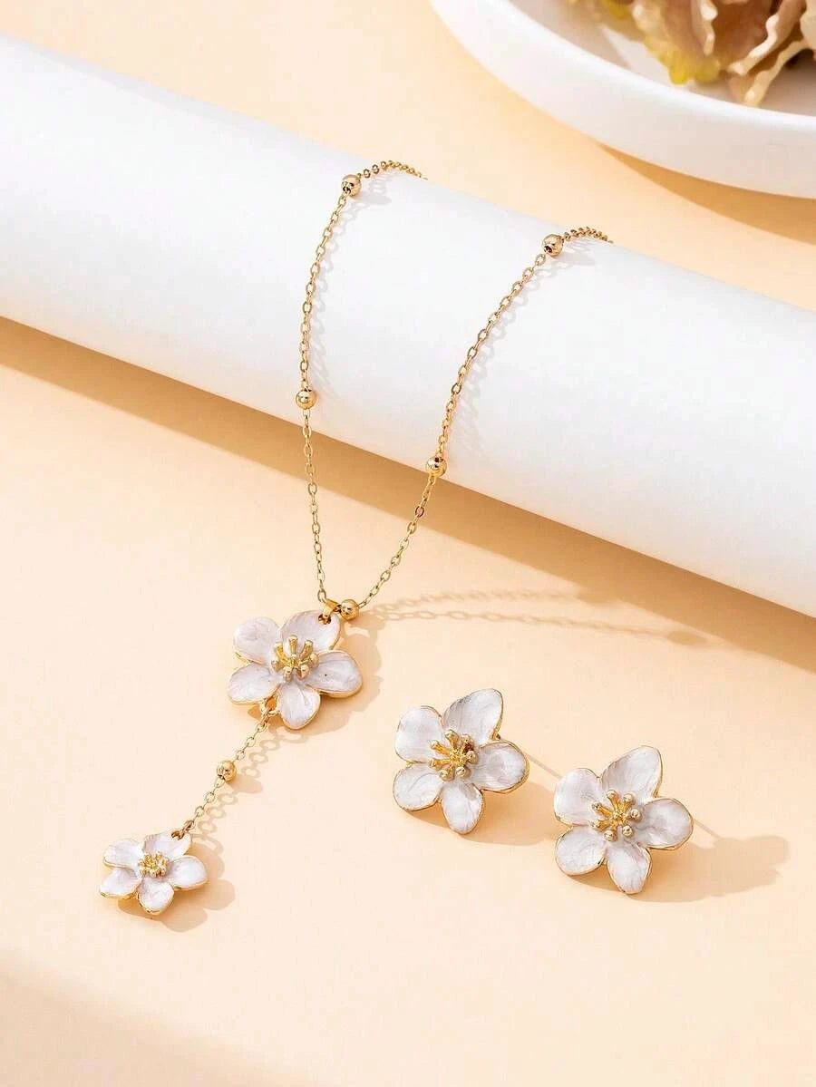Handmade Orange Floral Jewelry Set
