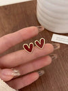 Vintage Oil Drip Heart Stud Earrings