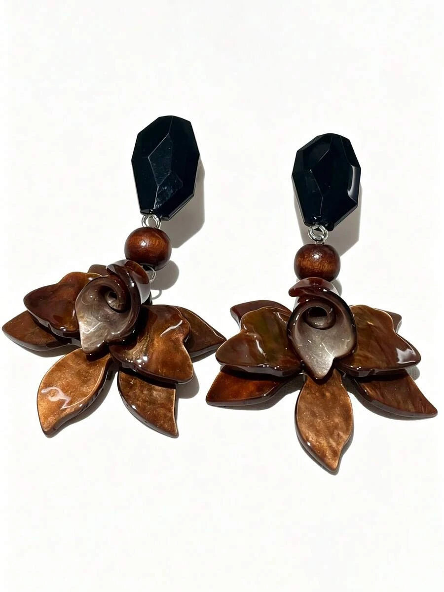 Vintage Floral Acrylic Earrings