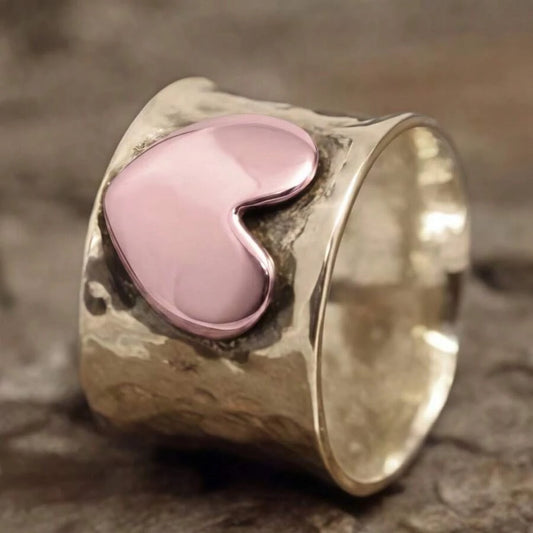 Vintage Hammered Metal Heart Ring