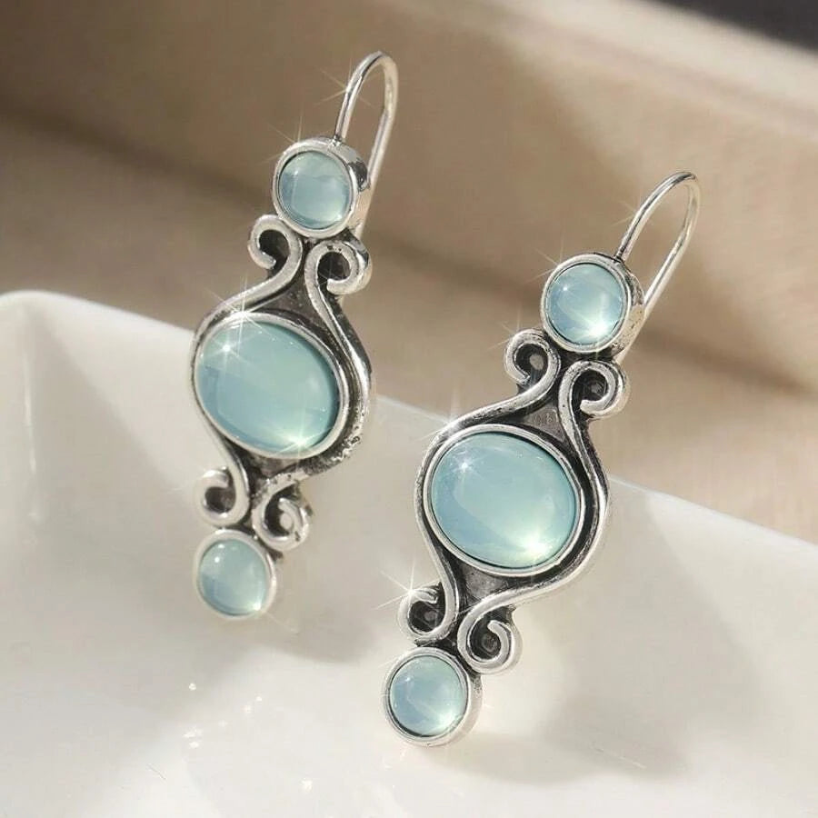 Floral Carved Bead Drop Earrings