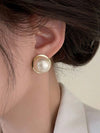 Minimalist Geometric Faux Pearl Earrings