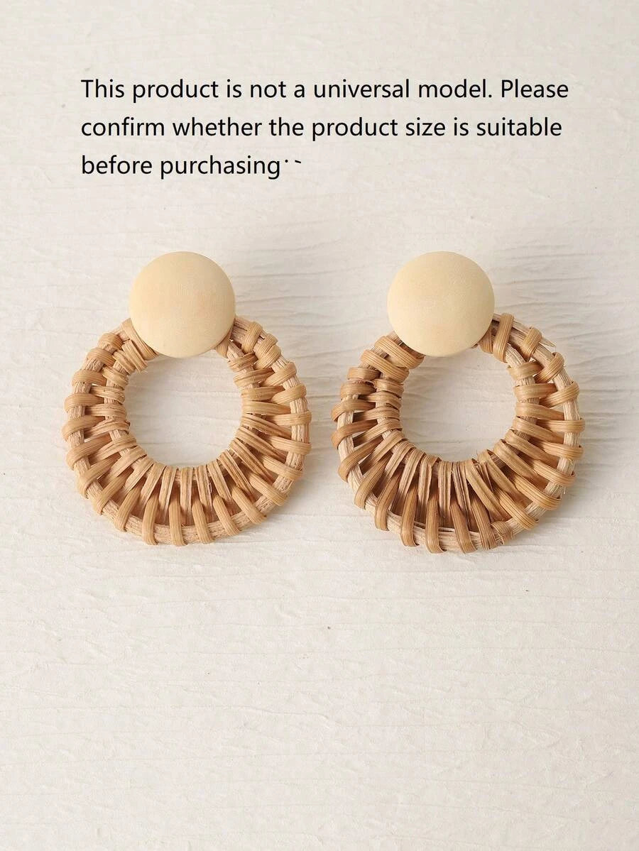 Handmade Woven Rattan Circle Earrings