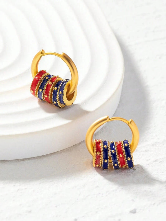 Colorful Enamel Clover Earring Studs