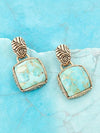 Bohemian Turquoise Square Dangle Earrings