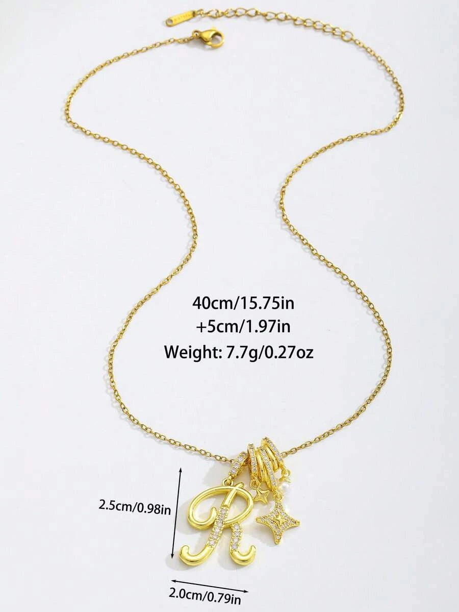 Zirconia Crystal Initial Necklace