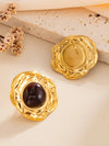 Vintage French Asymmetrical Geometric Gemstone Stud Earrings