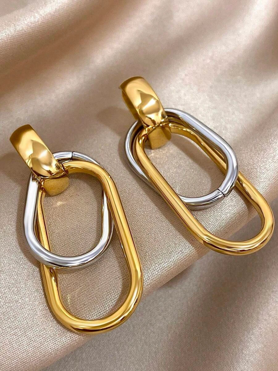 Multicolor Stainless Steel Square Drop Earrings