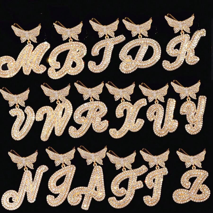 Cuban Link Butterfly Letter Necklace