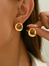 Vintage Style Stainless Steel Hollow Circle Earrings