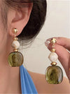 Vintage Asymmetrical Tie Dye Acrylic Long Pendant Earrings
