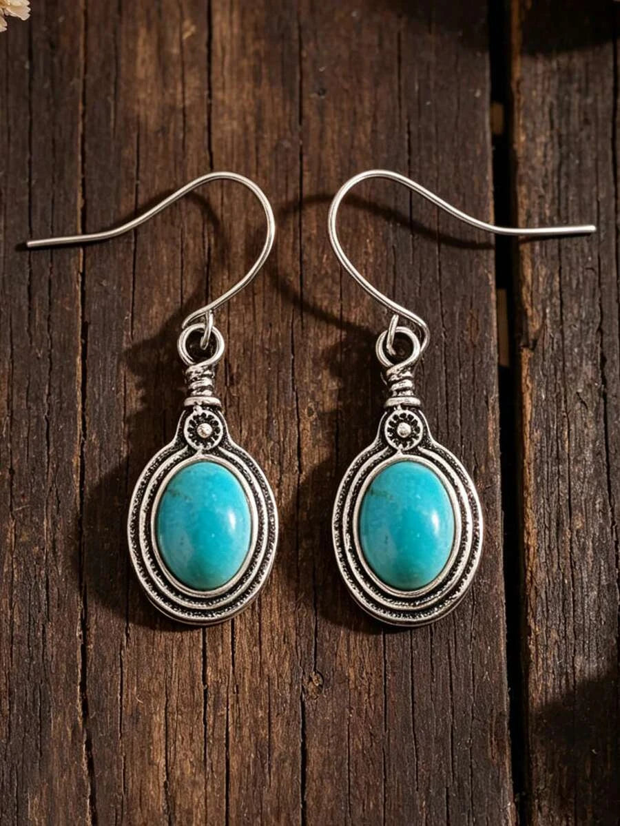 Bohemian Artificial Turquoise Pendant Earrings