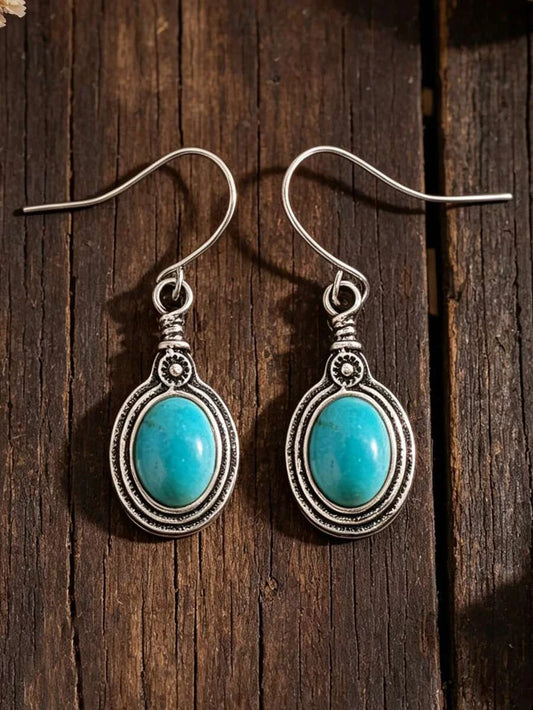 Bohemian Artificial Turquoise Pendant Earrings