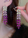 Gradient Purple Leaf Crystal Earrings