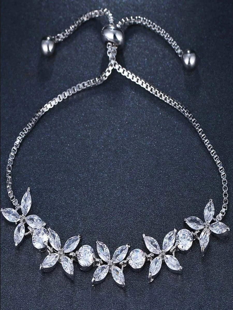 Gold Cubic Zirconia Chain Bracelet