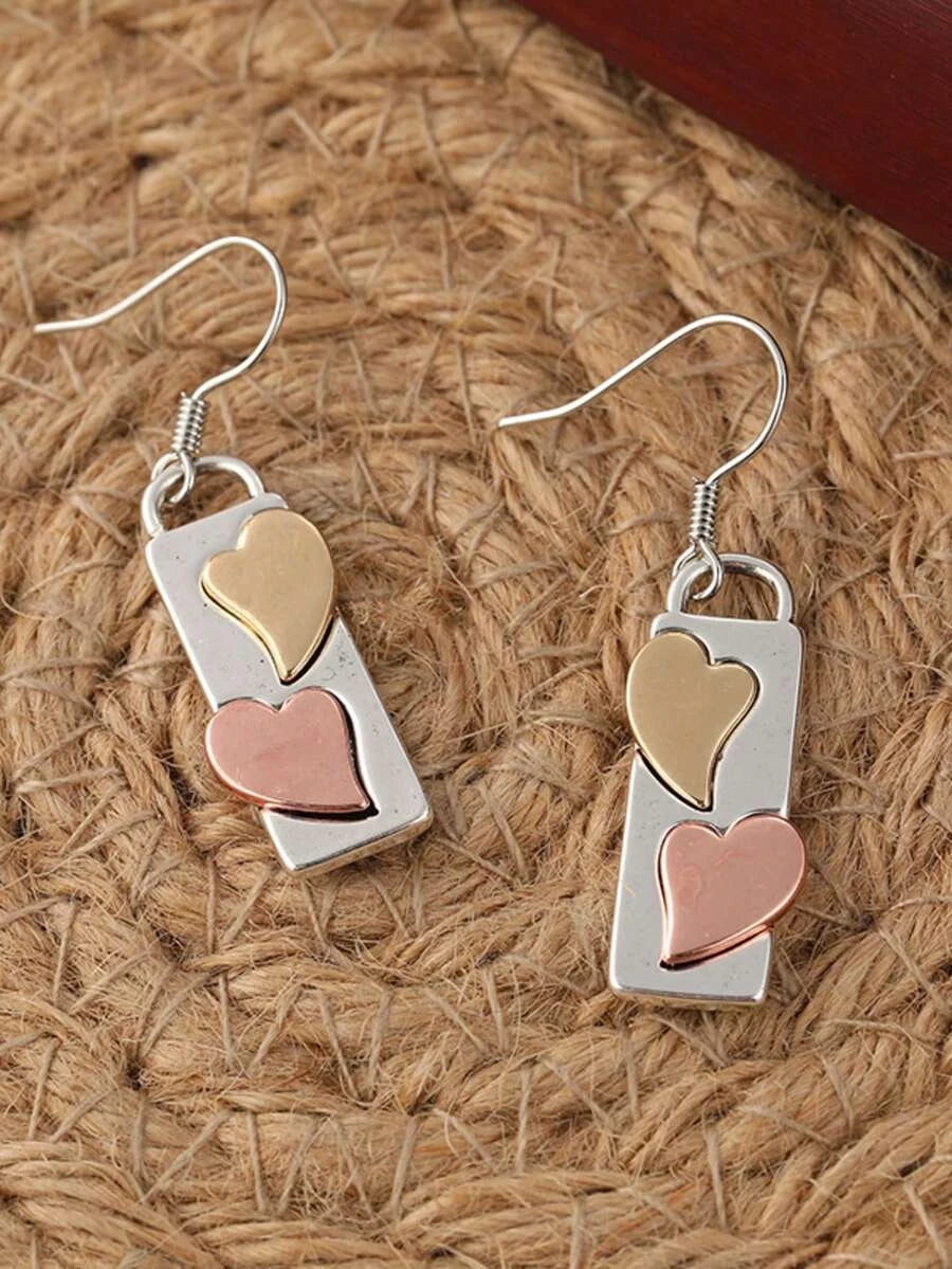 Vintage Minimalist Geometric Heart Earrings