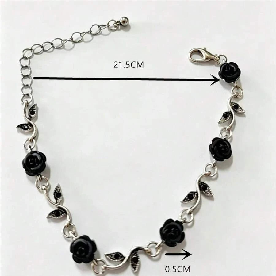 Minimalist Black Rose Bracelet