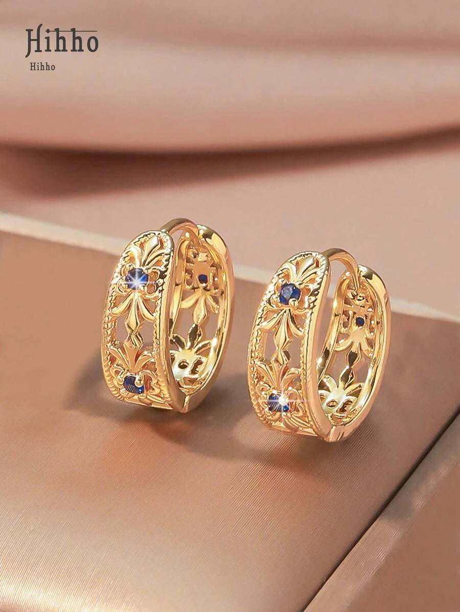 Vintage Hollow Geometric Circular Earrings