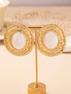 Vintage Textured Oval Pearl Earrings