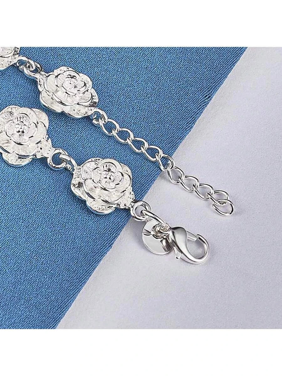 Sterling Silver Plated Rose Bracelet