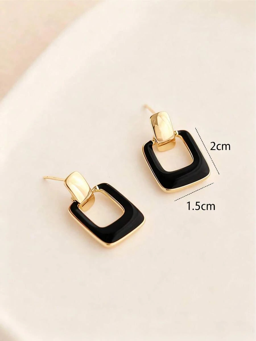 Retro Coffee Square Drop Earrings